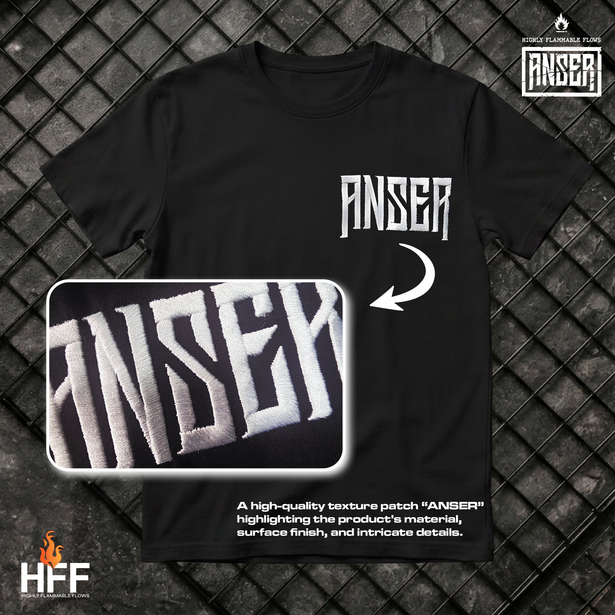 Anser black tshirt / κέντημα